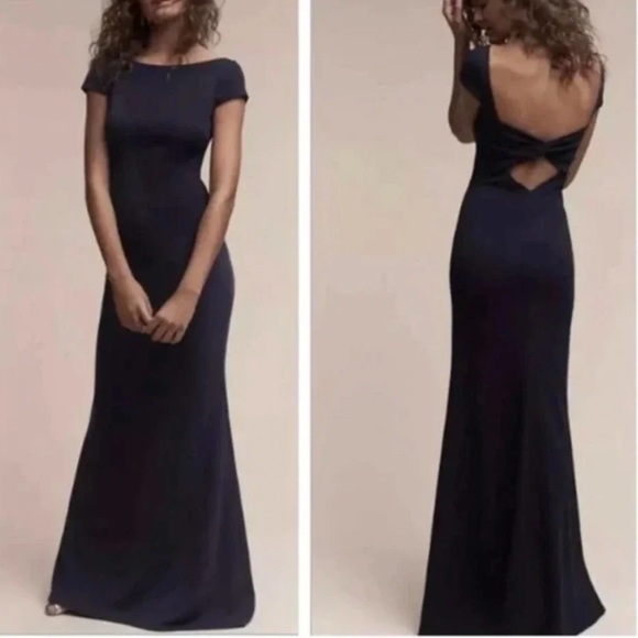 New Katie May BHLDN Madison 14, 16, 20 Blue Bow Back Long Bridesmaid Maxi Gown - Picture 4 of 11